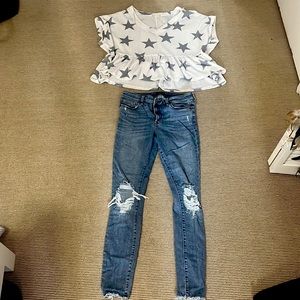 Altar’d State star top & Abercrombie and Fitch jeans
